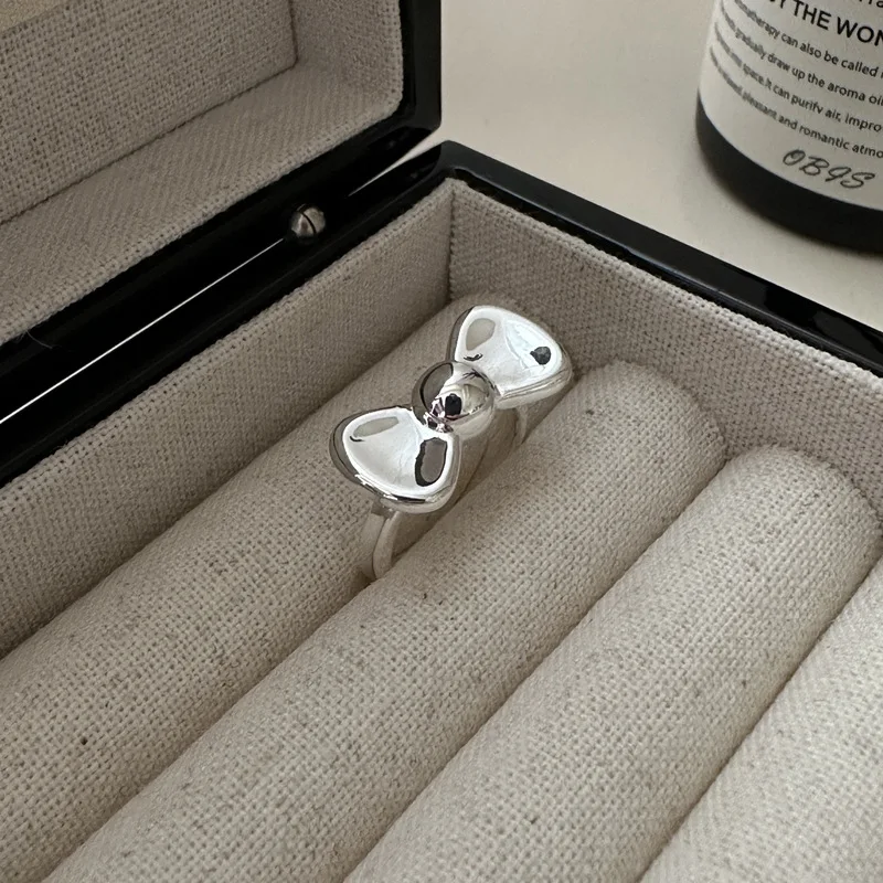

Wholesale S925 Sterling Silver Simple Texture Bow Ring Korean Version Design for Engagement 925 Silver Jewelry