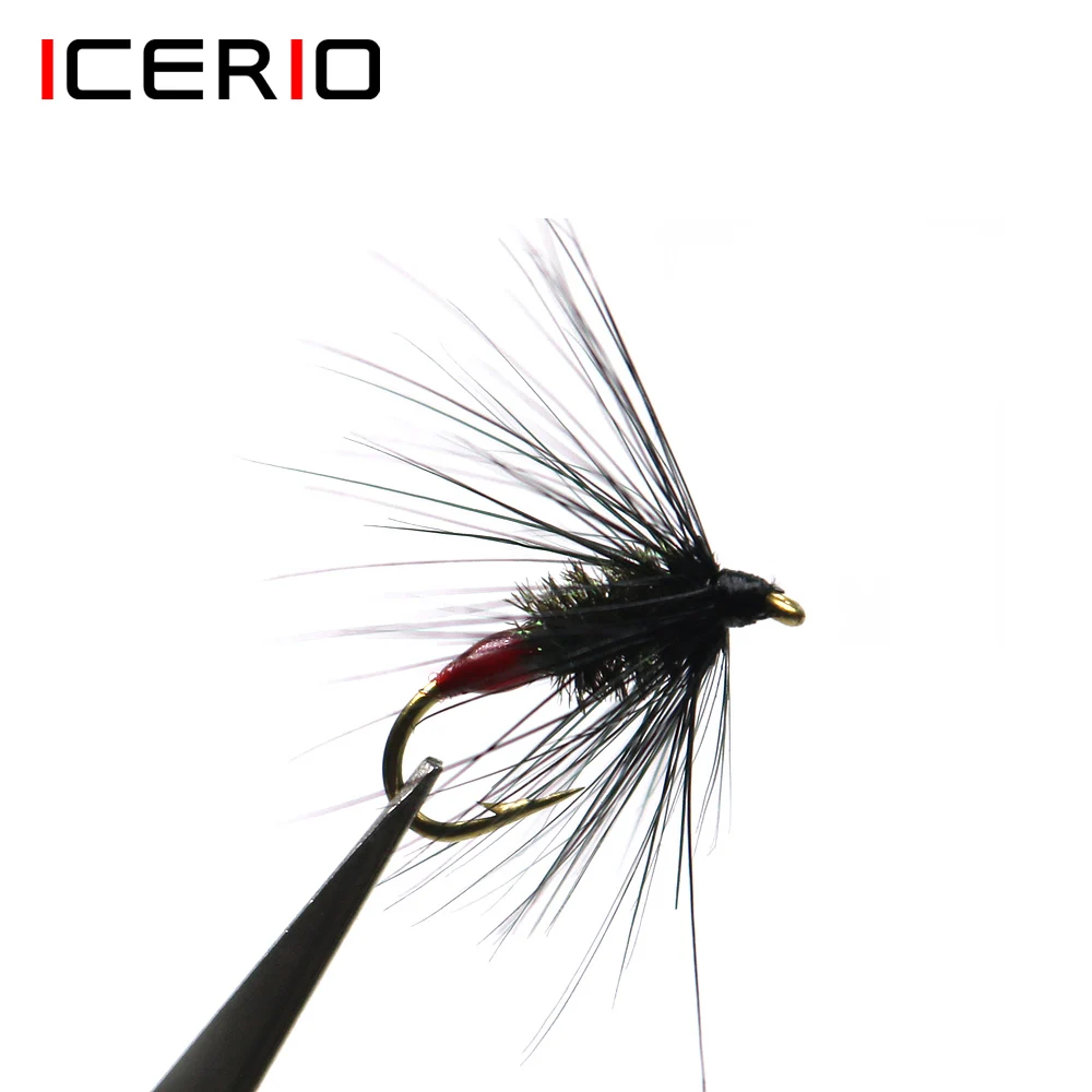 

ICERIO 8PCS Black & Peacock Spider with Hot-Spot by Mak Dry fly tying Flies red tail Wet Fly #12