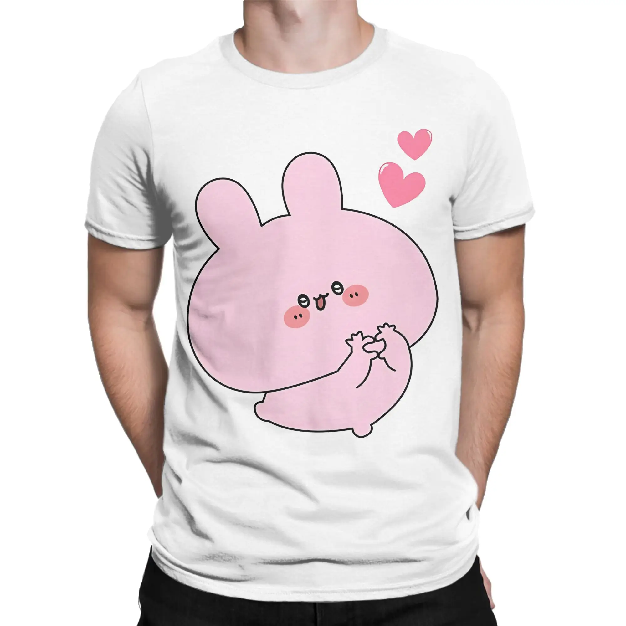 Heartfelt Pink Affection Love T Shirt Pure Cotton Novelty T-Shirt Crewneck Asamimichaans Tee Shirt Short Sleeve Tops Printed