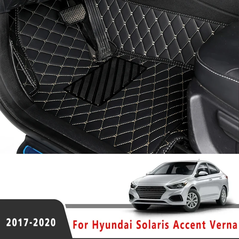 Alfombrillas de cuero personalizadas para Hyundai Solaris Accent Verna 2020, 2019, 2018, 2017, accesorios interiores