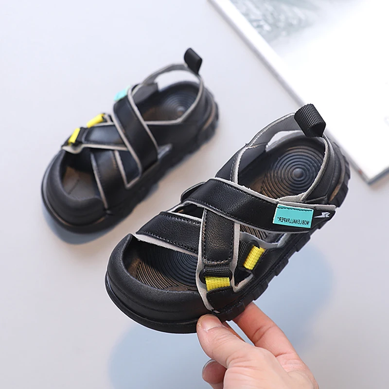 

Girl's Sandals Braided Open Toe Fashion Vacation Summer Children Flat Shoes Patchwork Sport Outdoor Anti-slip Kids Boys Shoes