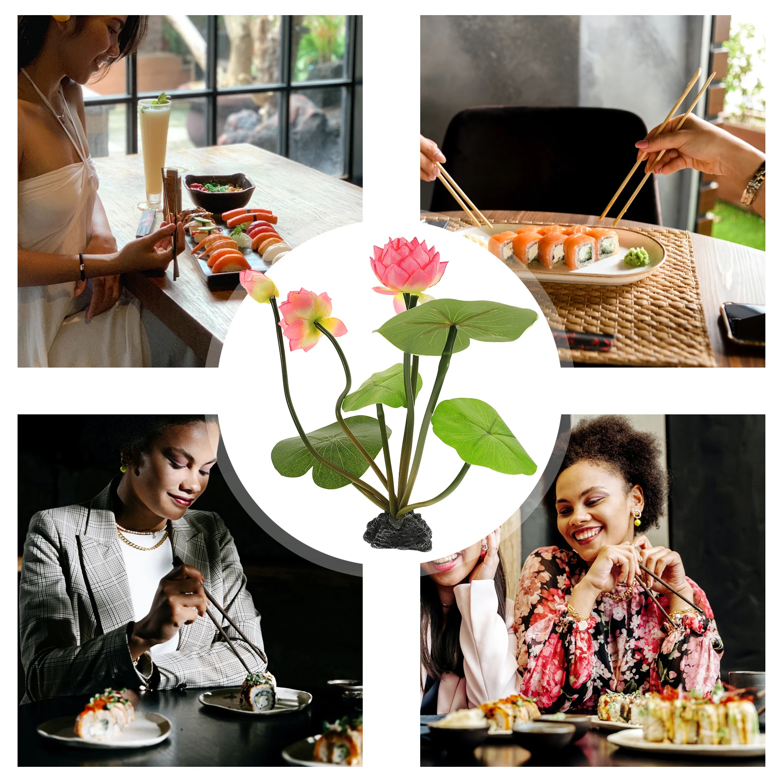 

Sushi Artistic Lotus Ornament Japanese Cold Dish Decoration Lifelike Green Plant Sashimi Plate Decor Restaurant Supply