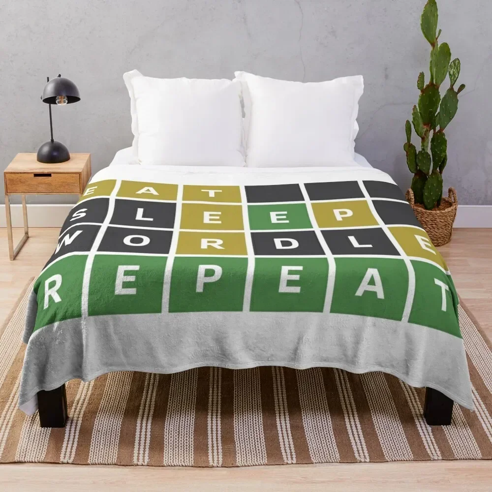 Eat Sleep Wordle Repeat (Wordle Style) Throw Blanket For Sofa Thin Retros Flannel Fabric Blankets