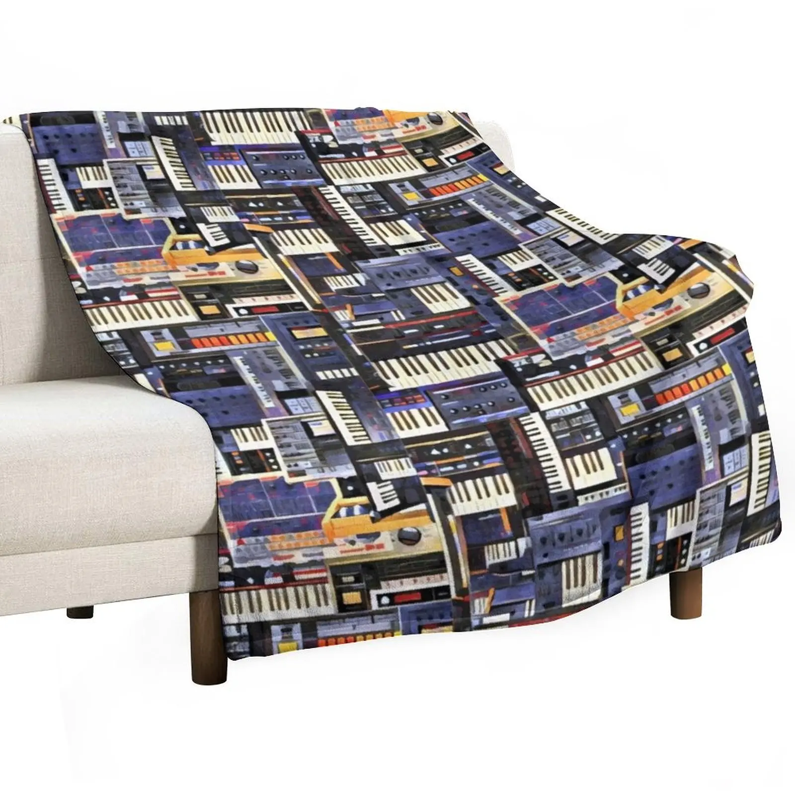 Synthesizer Lover Artwork Throw Blanket funny gift Summer Beddings Shaggy Blankets