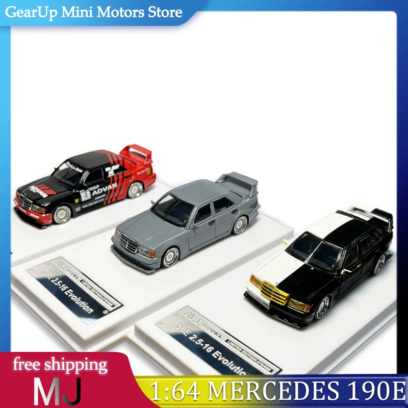 

Модель MJ 1:64 Mercedes 190E W201 2.5-16 Evolution DTM Race Car, литая под давлением модель из сплава, подробная коллекционная игрушка, миниатюрные модели автомобилей
