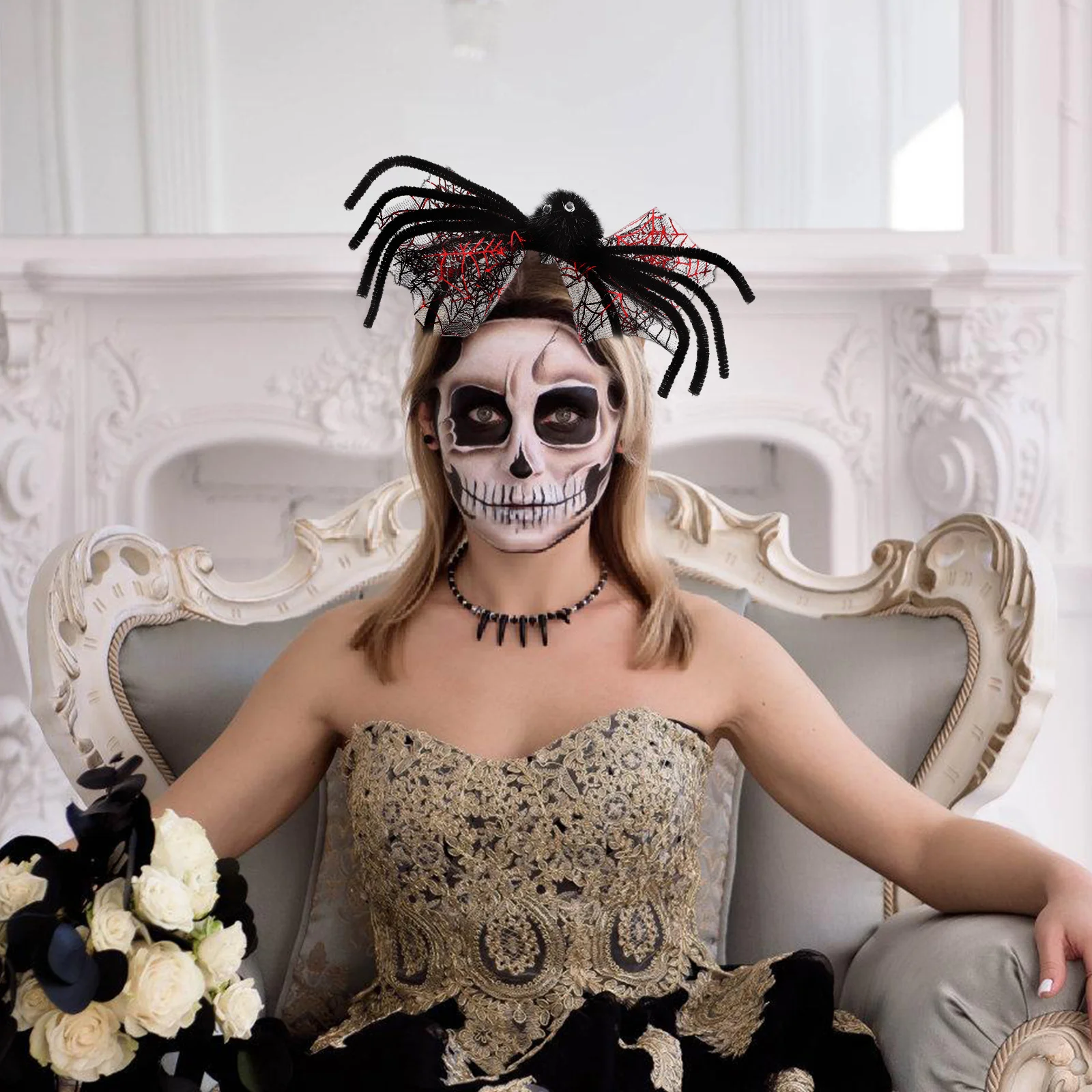 

Spider Headband Decorative Halloween Headwear Adults Hair Band Funny Headdress Party Carnival Cosplay Props Lightweight