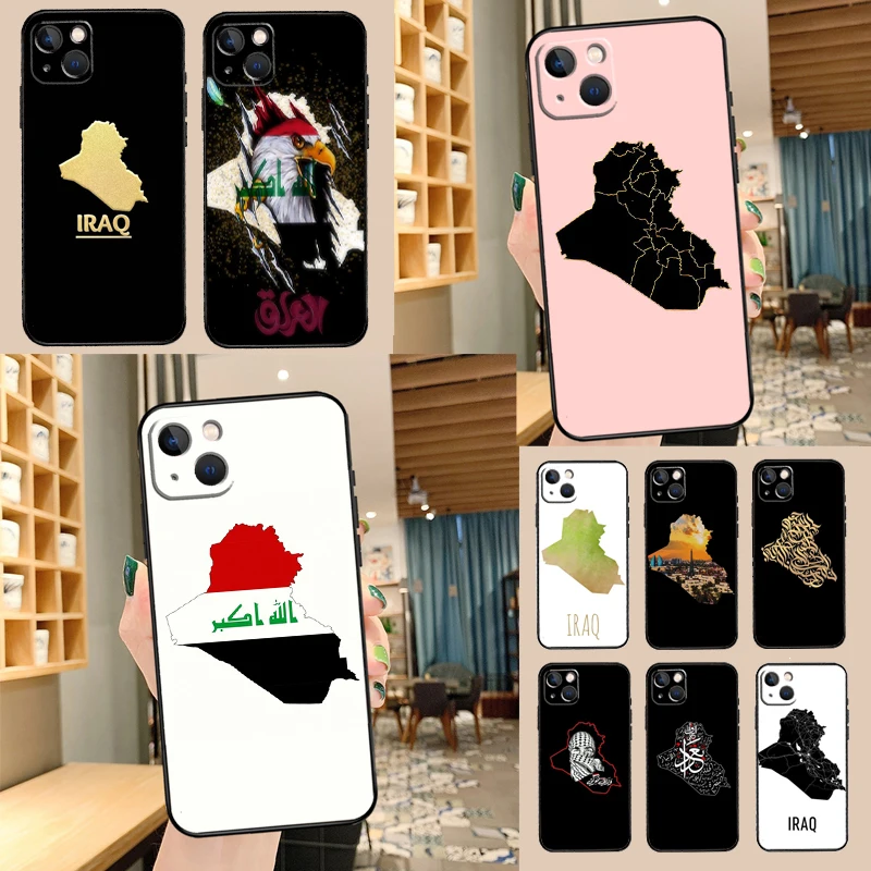 Capa de telefone mapa do Iraque para iPhone 13 12 11 14 15 16 Pro Max XS X XR Plus 12 13 Mini capa traseira