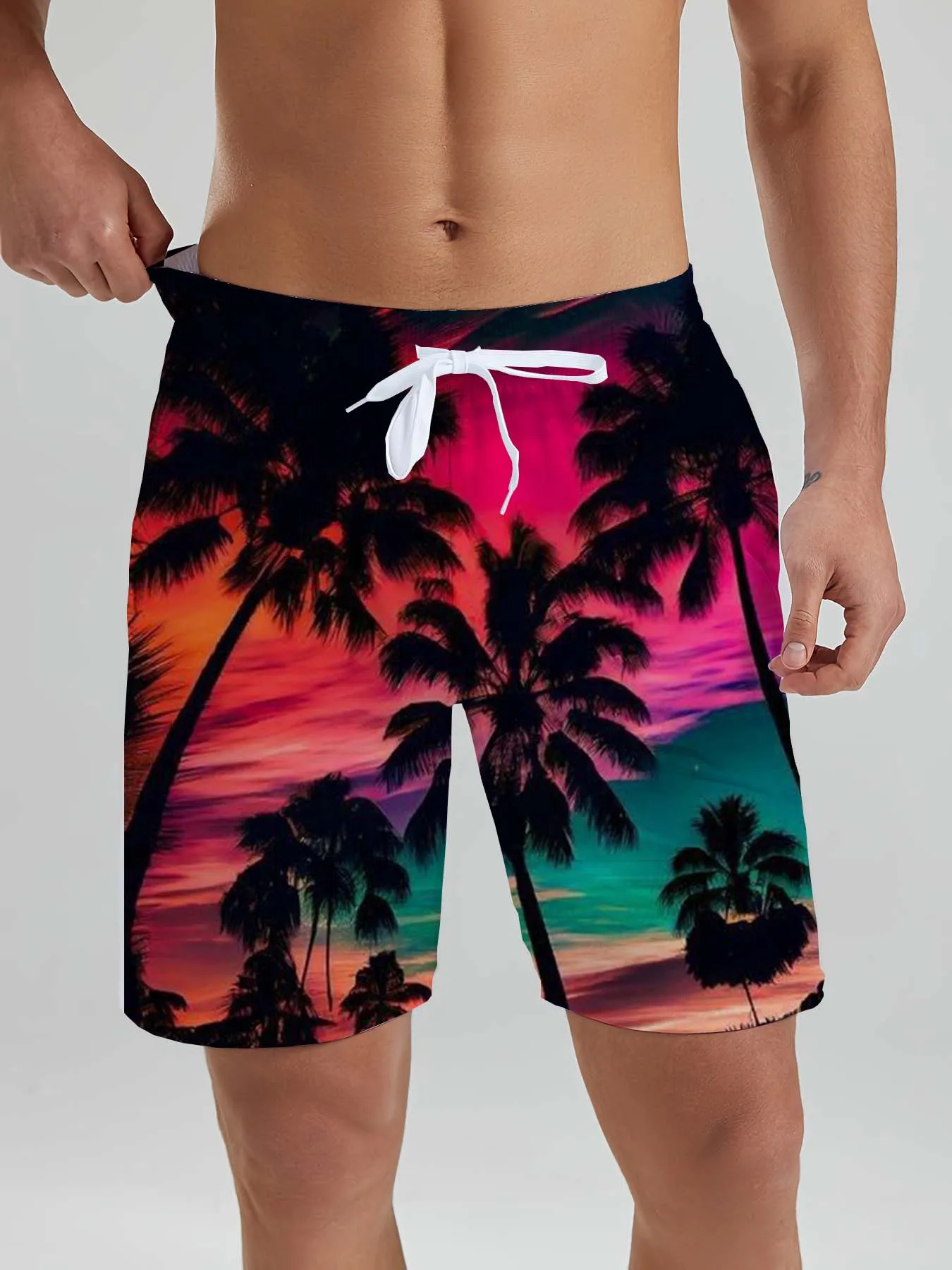 Hawaiian flamingo Vacation Beach Shorts For Men Summer New Casual Street Short Coco Beach3D Printed  Board Shorts  Swim Trunks