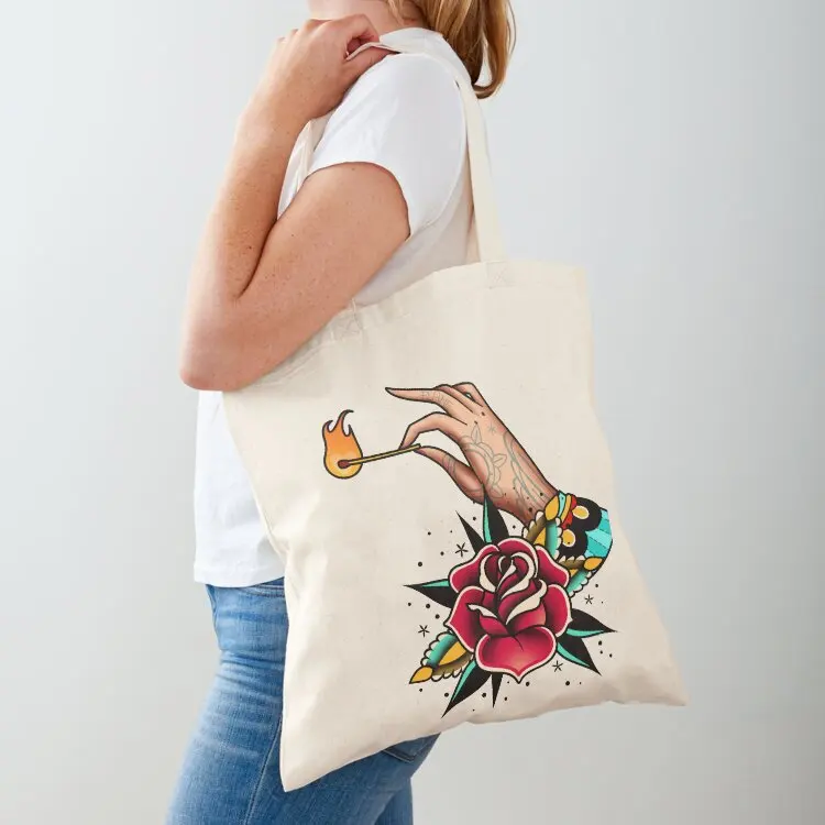 

traditional old school tattoo hand Tote Bag Handbags tote bag custom large size bags cute pouch bag