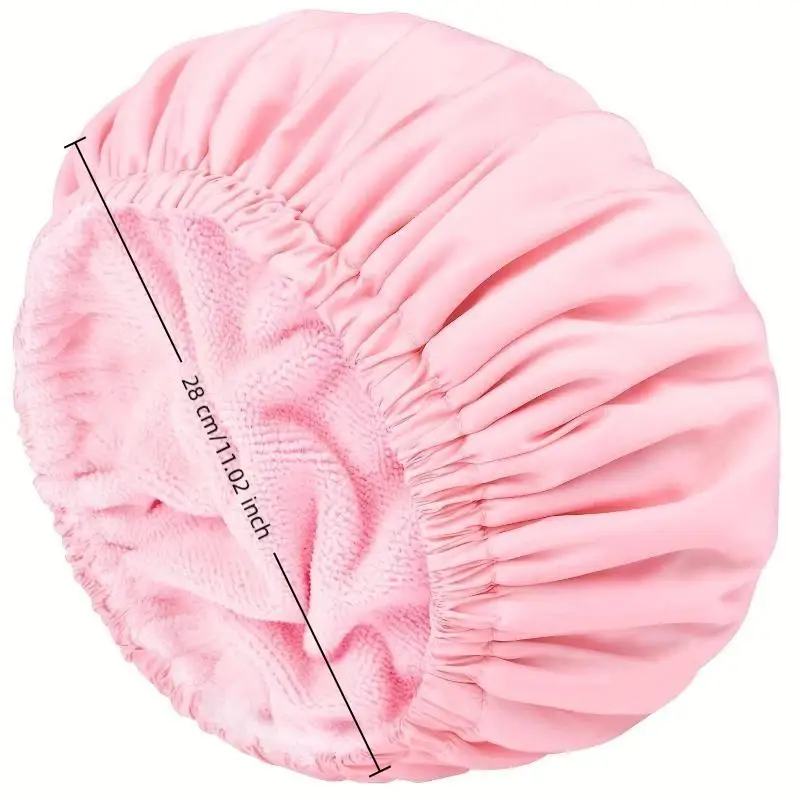 3-in-1-Duschhaube für Damen, wasserdicht, verstellbar, aus Polyester, saugfähig, zum Trocknen der Haare, mit elastischem Band zum Schlafen. – Detail 6