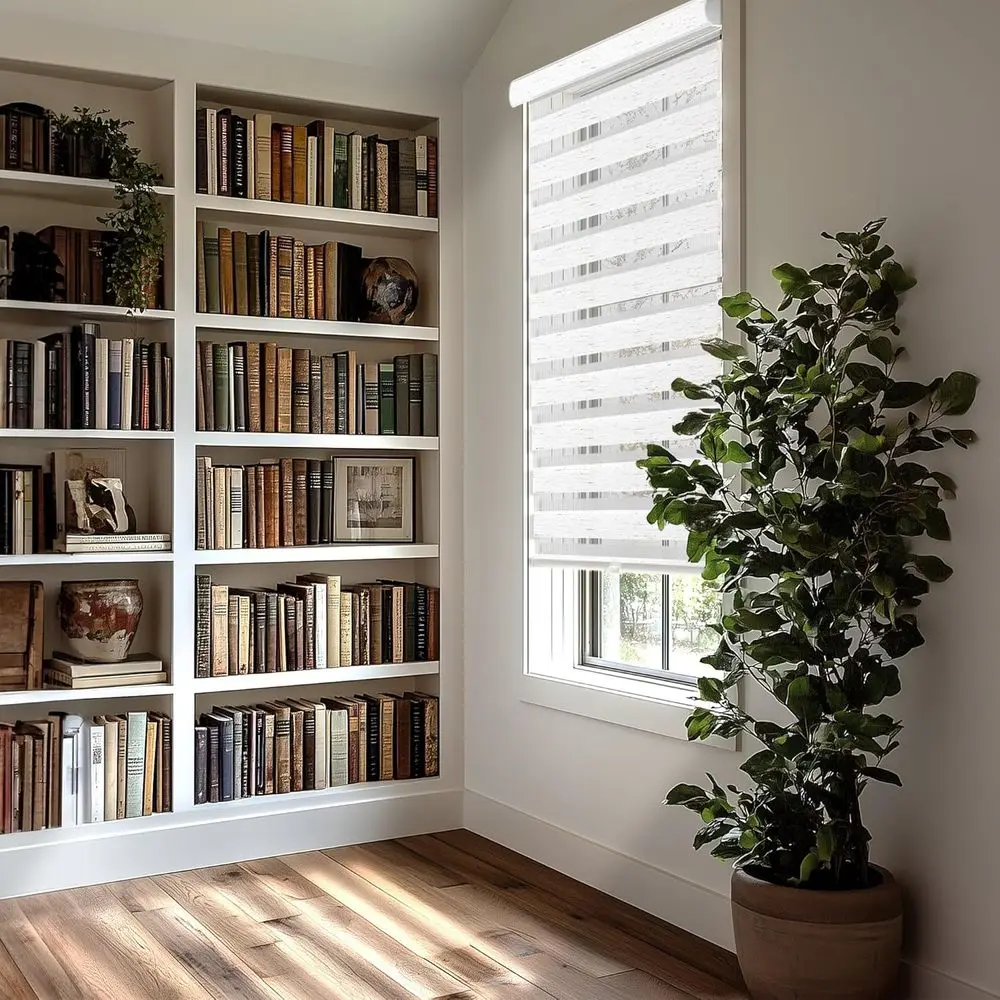 Natural 46x72 Window Roller Shades for Home, Basic Zebra Blinds