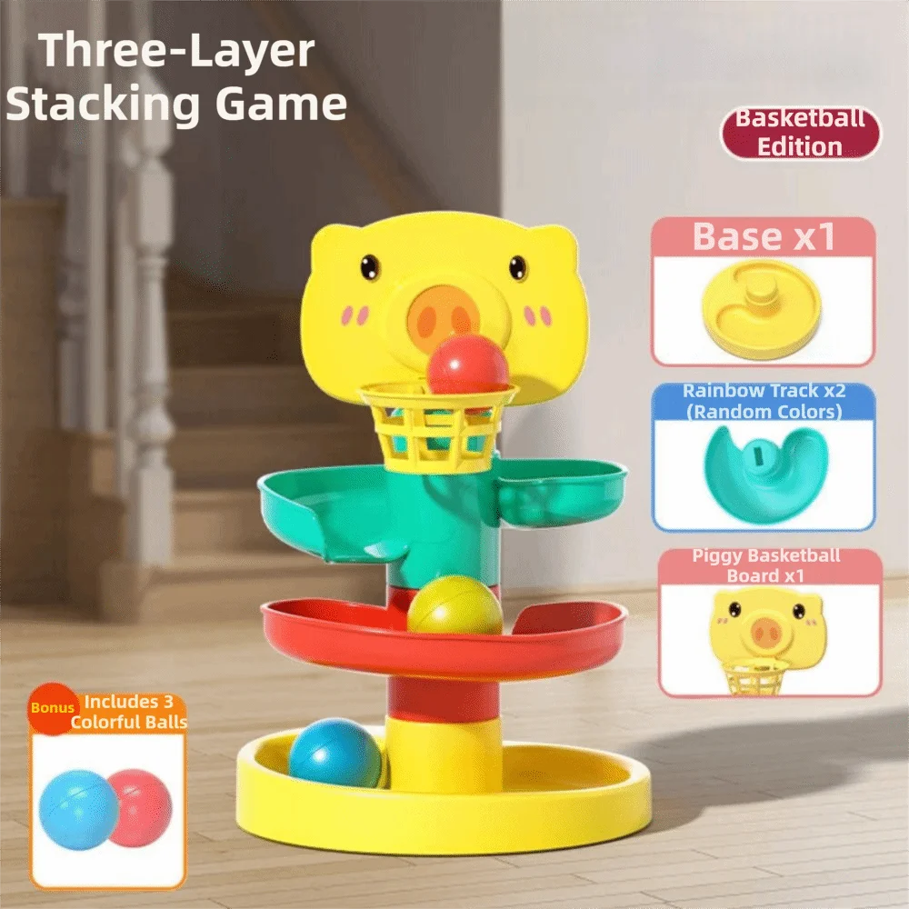 Balle coulissante Montessori, jouets, piste à empiler, jeux éducatifs pour enfants, tour à bille roulante, éducation précoce