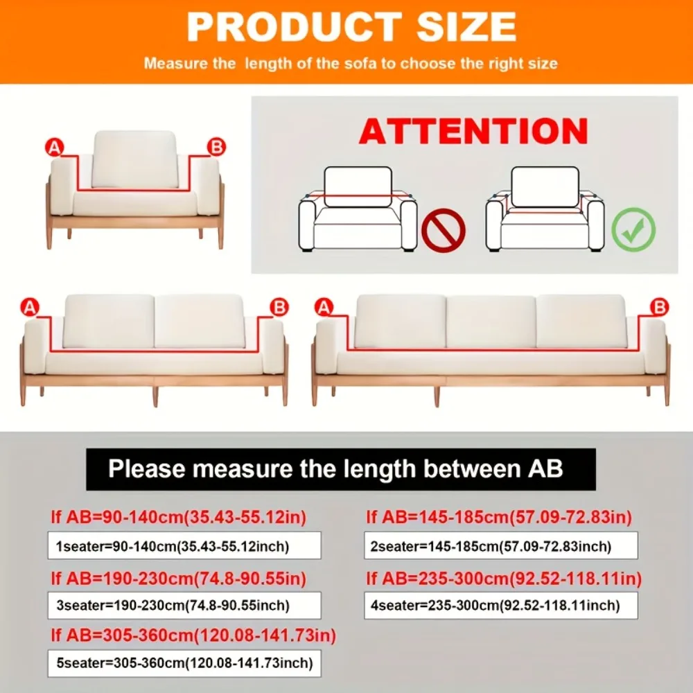 1/2/3/4/5 Seater Stretch Sofa Cover Fully Wrapped Sofa Slipcover Non Slip Sofa Protector Furniture Covers for Living Room Decor