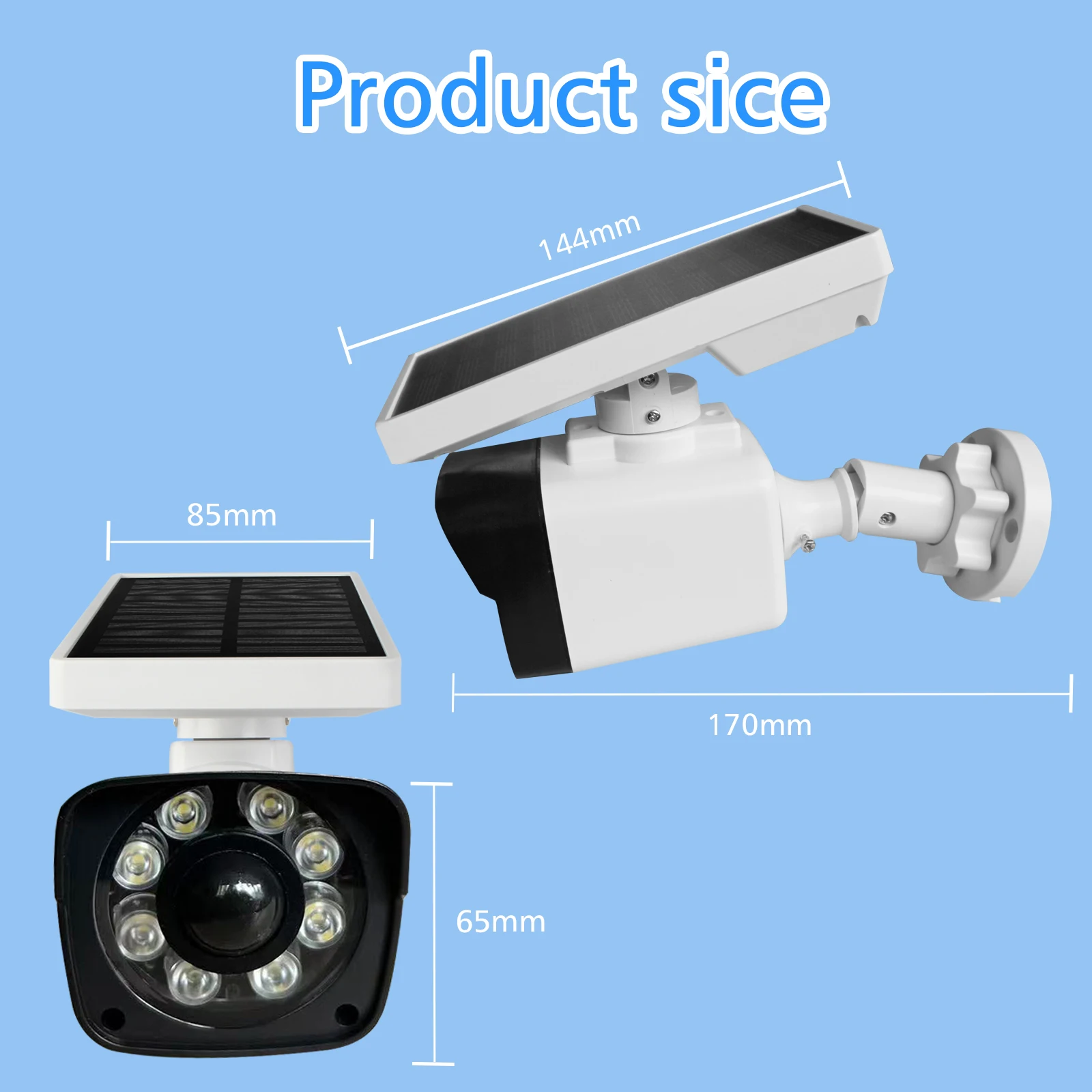 Solar Power Dummy ip Camera wifi Charging Security Waterproof Fake Camera Outdoor Bullet LED Light CCTV Surveillance Camera