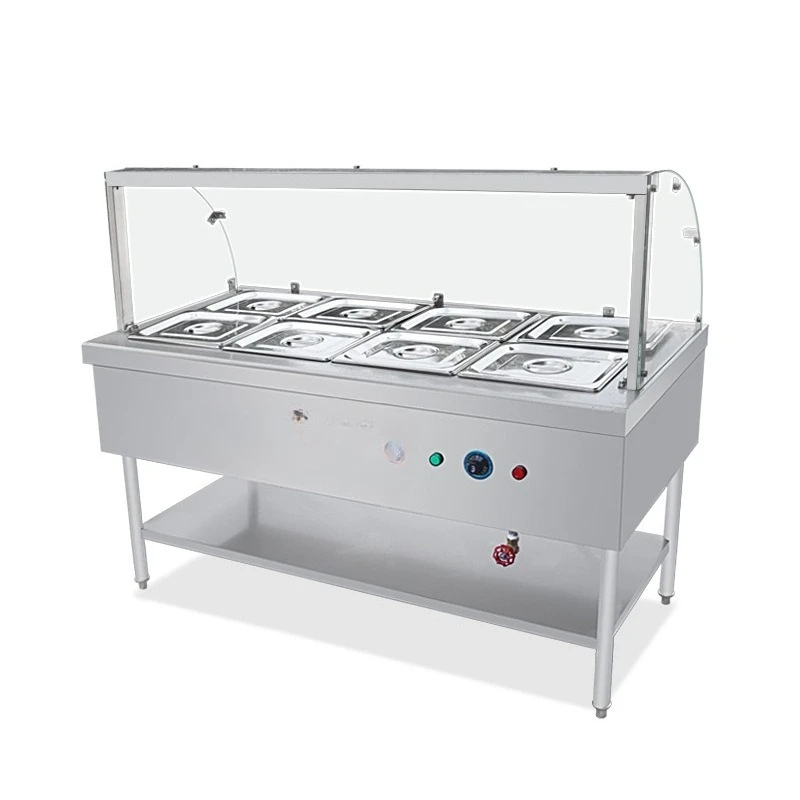 

Thickened tempered glass cover type fast food sales table meal insulation cabinet