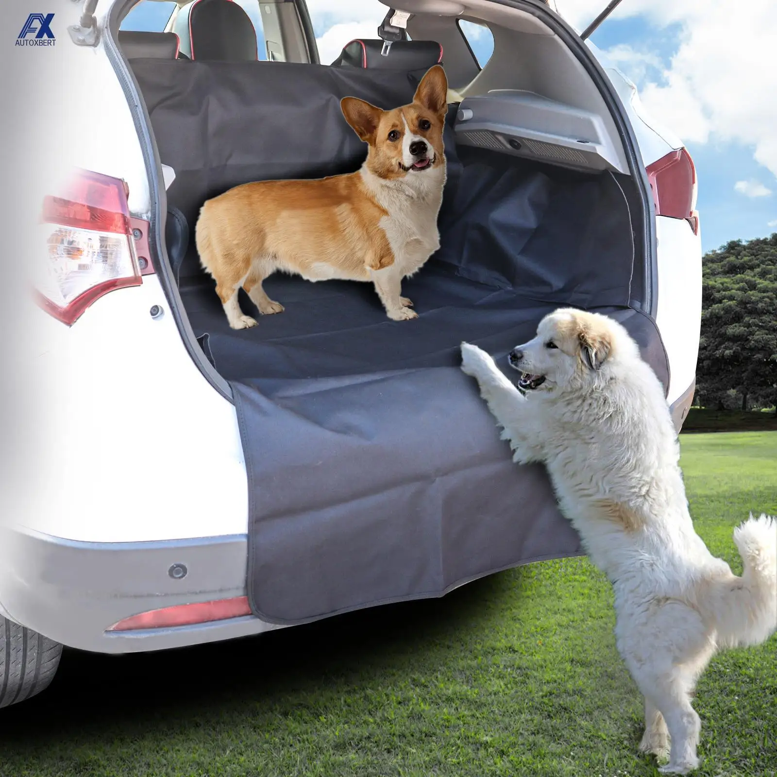 Larger 2In1 Waterproof Car SUV Hatchback Rear Back Seat Cover Pet Dog Boot Mat Cargo Liner Trunk Tray Bumper Tray Protector