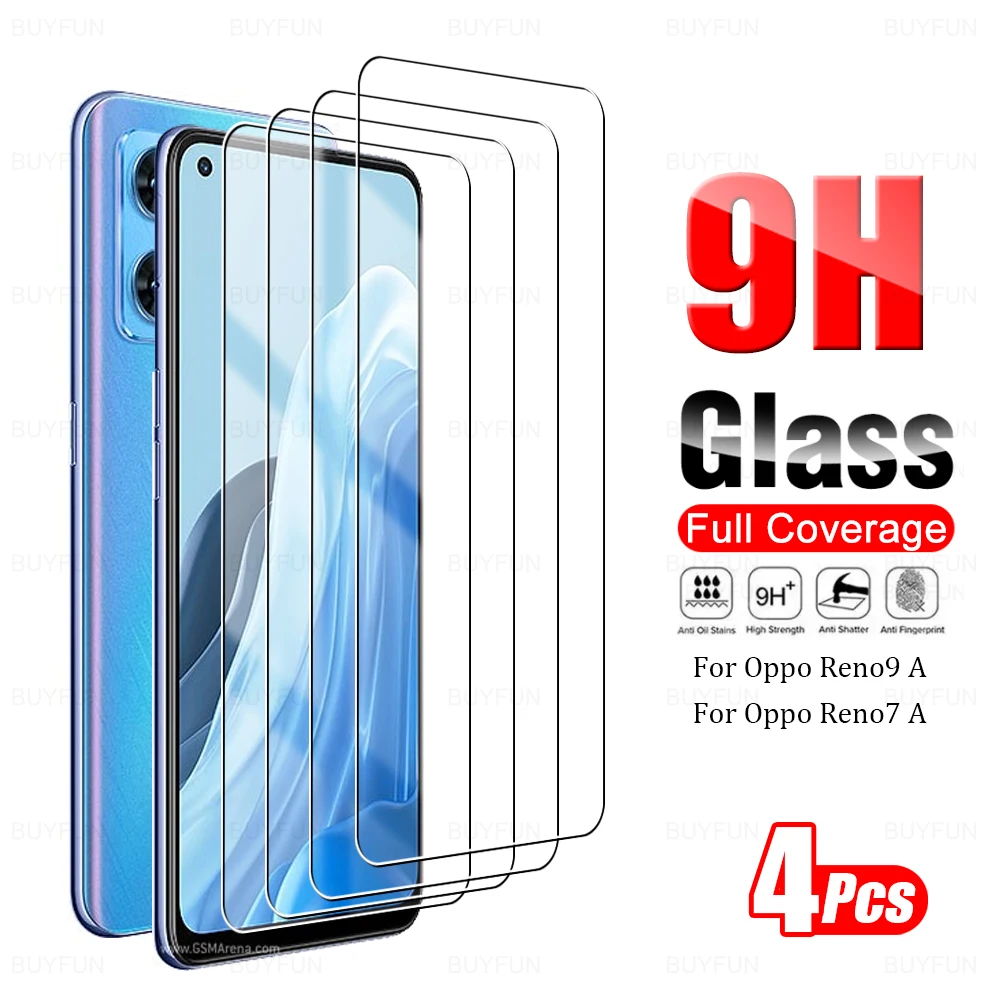 4Pcs Tempered Glass For Oppo Reno9 Reno9A Reno 9a 7a Screen Protector opo appo Reno7 A Reno7A Fully Protection Protective Film