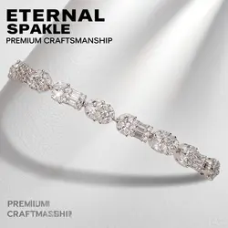 JEWEL Fashion Elegant Full Micro Pave Cubic Zirconia High Quality Women Bracelet for Bride Wedding Jewelry