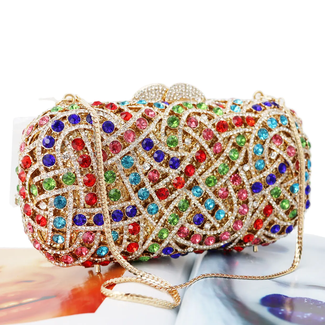 

KHNMEET Luxury Party Purse Multicolor Box Clutch Bags for Women's Evening Bags Red Banquet Handbags sm168