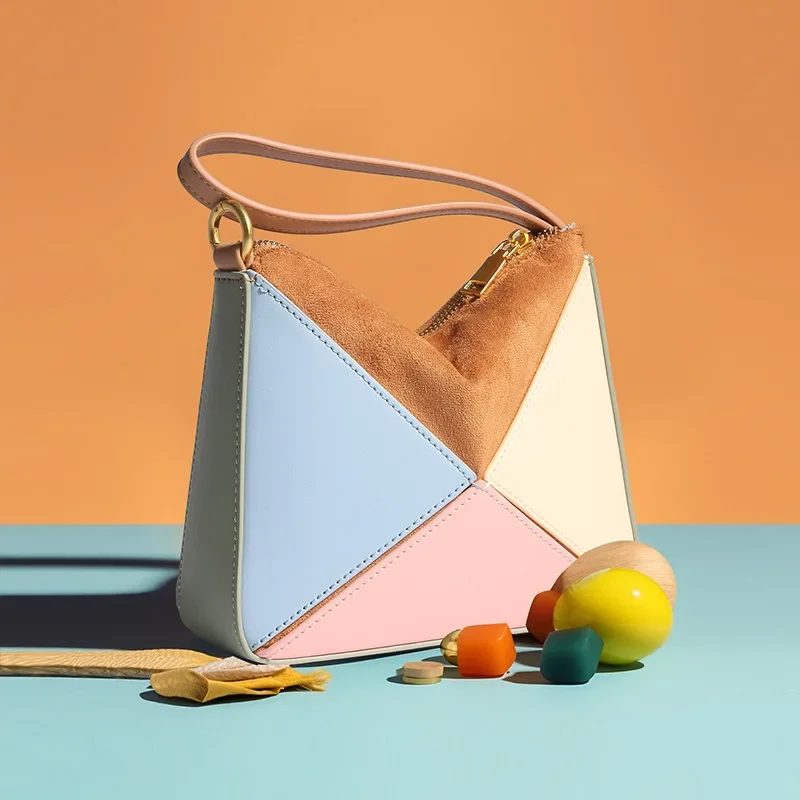 Women's Luxury Crossbody Bag Fashion Brand Handbags for 2024 Turkey Stereoscopic Designer Bags Colorful Triangle Patchwork