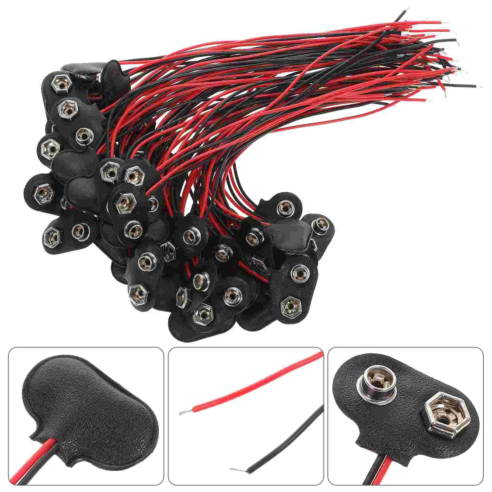 

50 Pcs 9v Connector Cable Quick Holder Volt Clip T-Type Buckle Housing Connection for Experiment Button