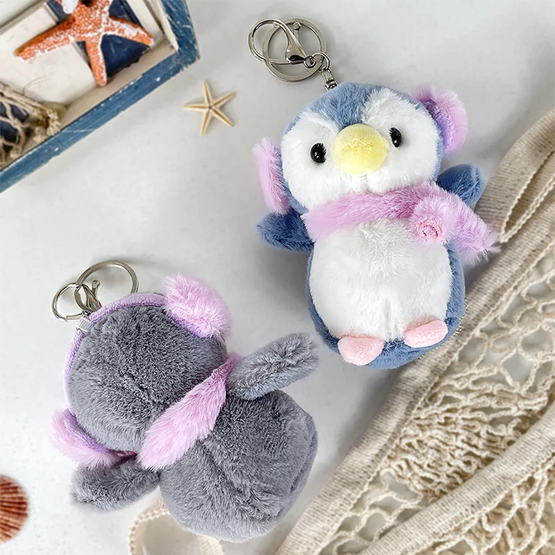 Cartoon Kawaii Plush Scarf Penguin Keychains Creative Cute Penguin Pendant Keyrings Backpacks Decoration Accessories Gifts