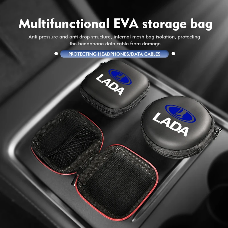 Car Carbon fiber digital Supplies Storage bag  For Lada Priora Sedan Sport Kalina Xray Granta Vesta Samara