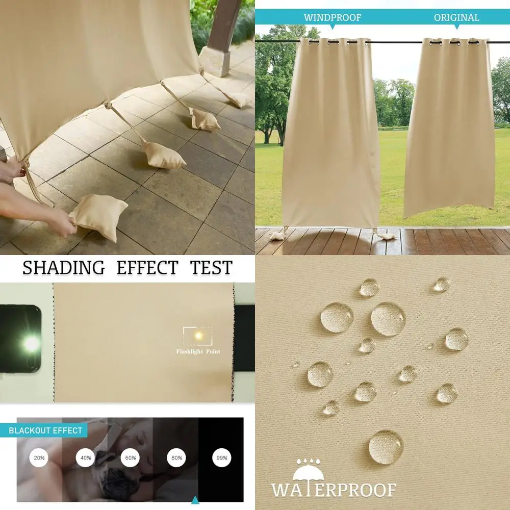 

Бежевые уличные шторы, 84x96, водонепроницаемые и ветрозащитные, конфиденциальность для патио, беседки, шкаты для бассейна