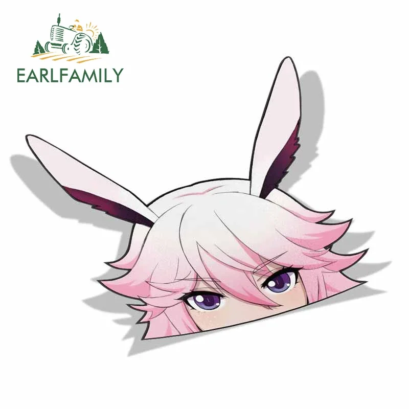 EARLFAMILY for Yae Sakura Houkai Impact 3rd Peek Anime Big Head Vinyl Transfer Car Sticker JDM Window Trunk Decals