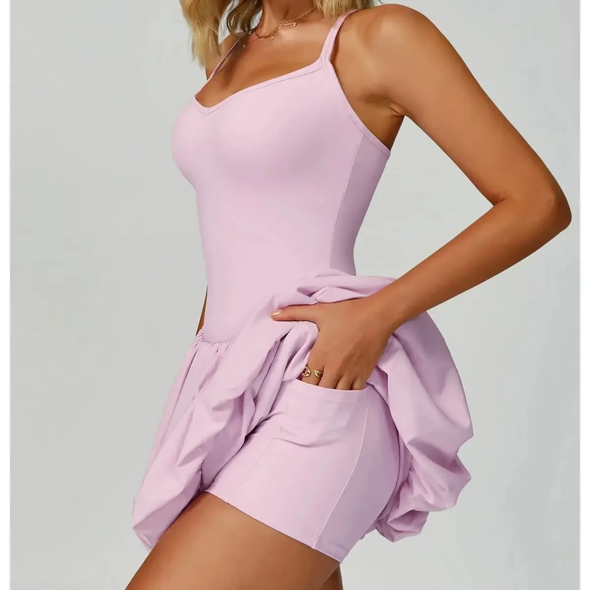 

Women Yoga Jumpsuit Set Sexy Anti Glare One-Piece Jumpsuit Dance Ballet Sports Dress Gym Push up Running Tennis Sports skirt 25