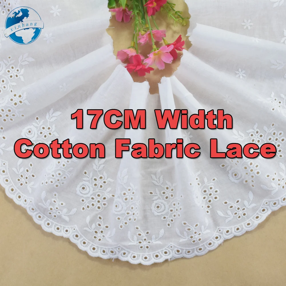 17CM Super Wide 100% Cotton Embroid Lace Sewing Ribbon Guipure Trim Wedding Decoration DIY Dolls Colthes Accessories Lace#4345