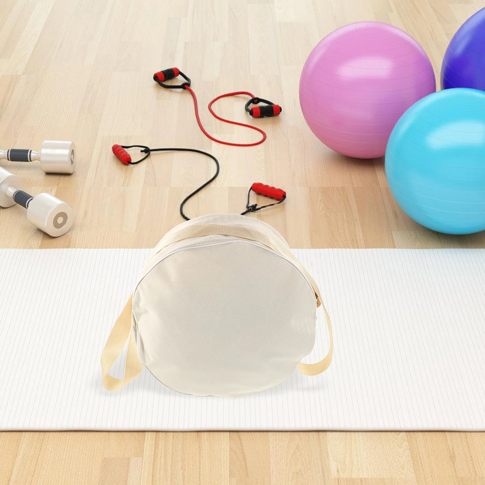 

Сумка на колесиках для йоги, бежевая, легкая, портативная, с утолщенной амортизацией, водонепроницаемый чехол для хранения коврика для йоги, многофункциональные карманы