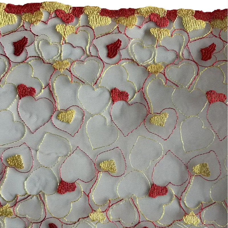 

20 ярдов бутик-кружева из полиэстера с разноцветной нитью, экологичное, с вышивкой в виде сердец, для нижнего белья, одежды, головных уборов, для рукоделия