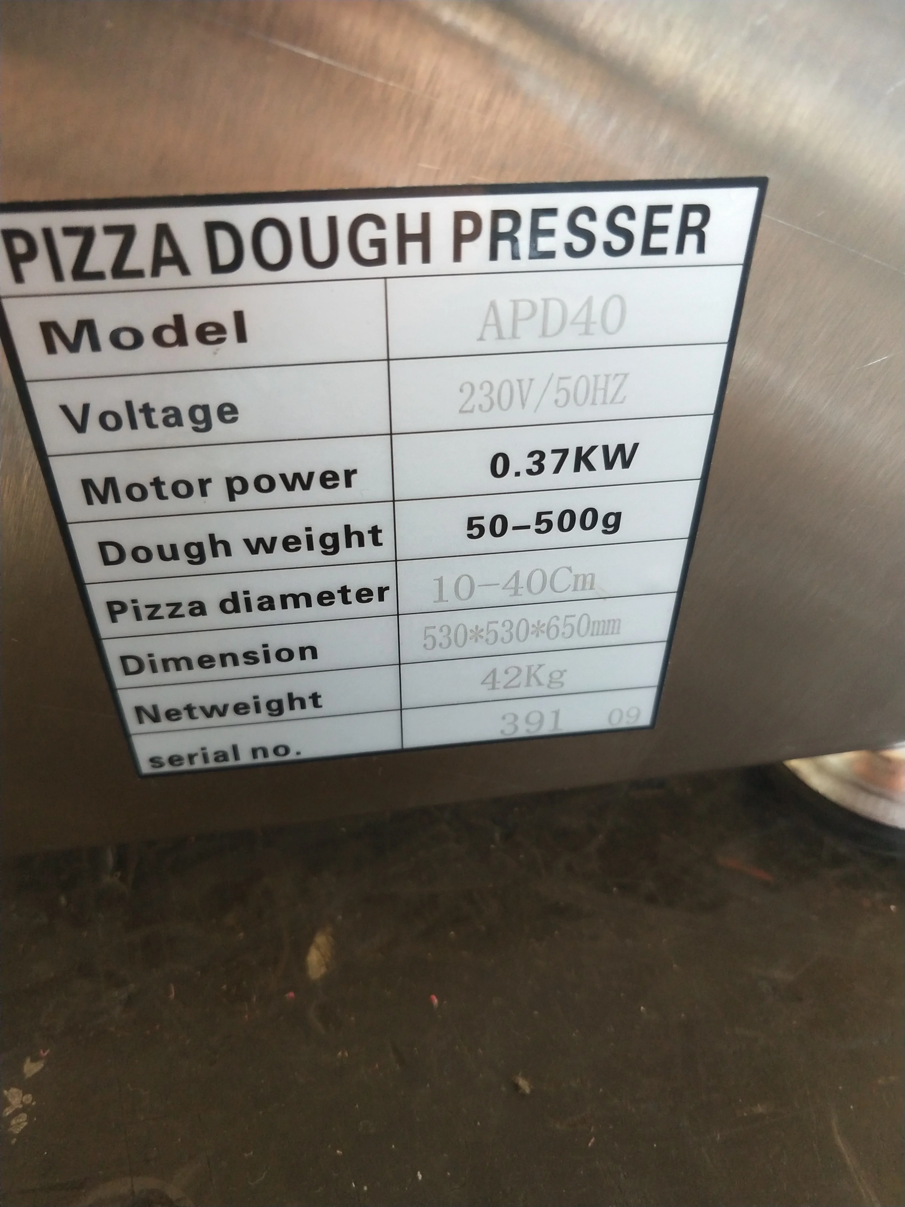 ماكينة ضغط العجين للبيتزا مقاس 40 سم، ماكينة فرد العجين اليدوية