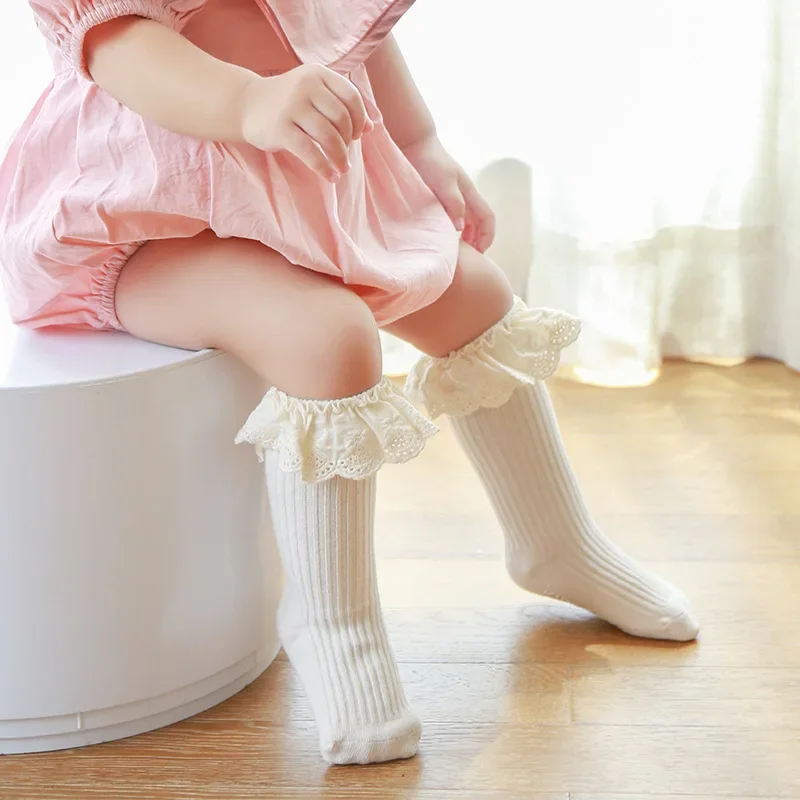 Spring Autumn Children Baby Girls Boys Cotton Knee High Socks Princess Home Mid Calf Socks Kids Toddler Floor Non-slip Stockings