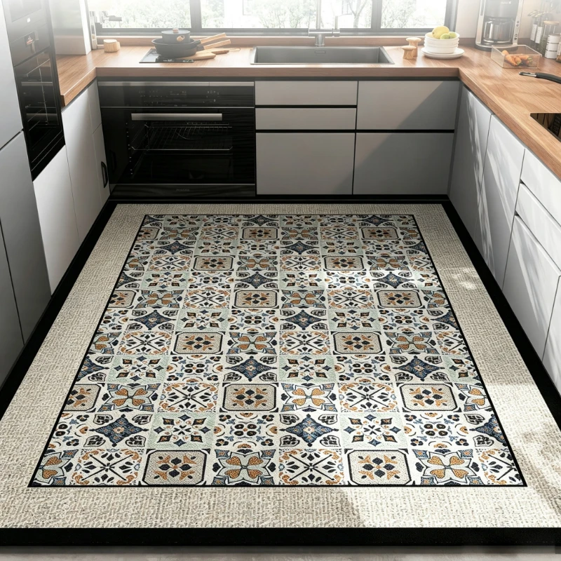 Kitchen Rug Diatom Mud Absorbent Non-slip Floor Mat Geometric Pattern Carpet Large Size Mats Minimalist Style Home Decor Rugs