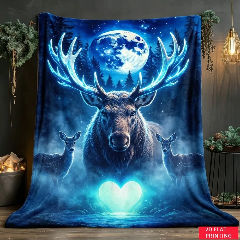 Blue Moon Owl Forest Magic Fleece Blanket For Enchanted Bedroom Decor Lightweight Plush Throw Blanket Cover