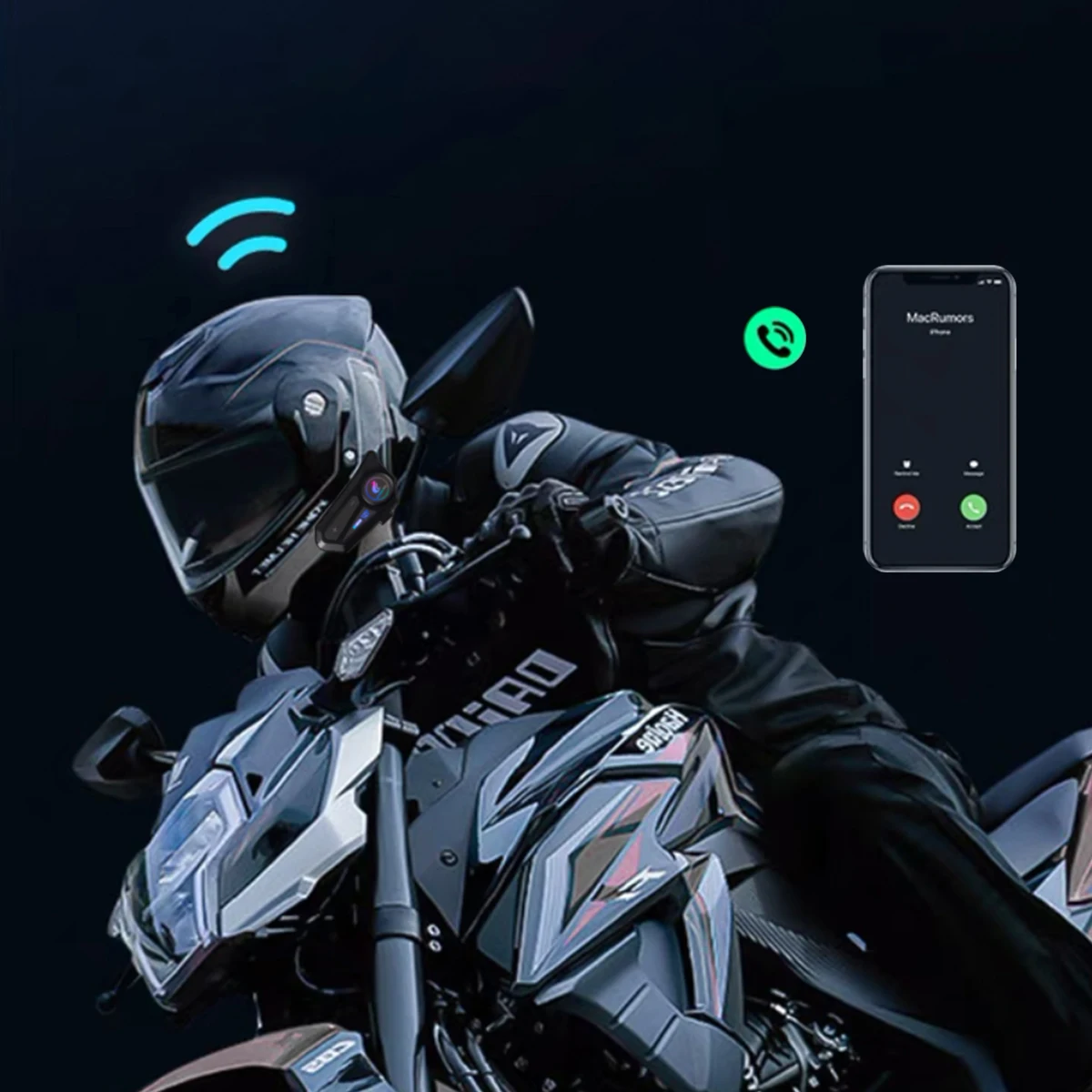 Zestaw słuchawkowy Bluetooth do kasku motocyklowego Udostępnianie muzyki IP67 Wodoodporny domofon dalekiego zasięgu, duża bateria z redukcją szumów ﻿