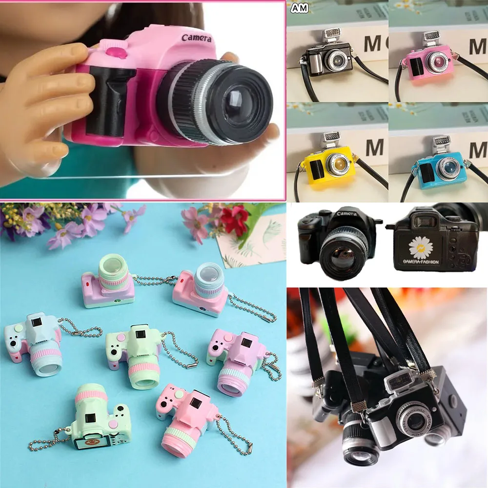 Dollhouse Miniature 1/6&1/12 Doll Simulation Toys Camera With LED Sound &Flash House Accessory For Dollhouse Decor Gift For Girl