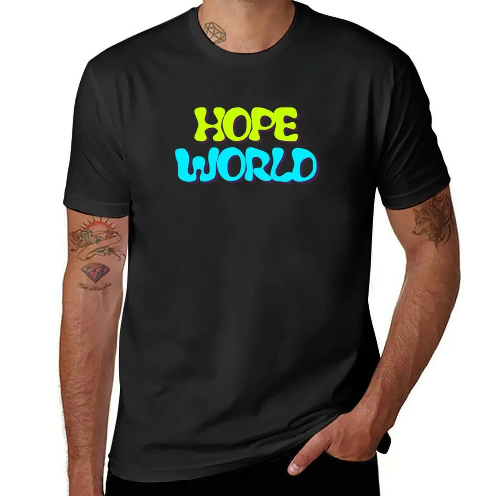 Hope World T-Shirt vintage anime shirt baggy shirts plus sizes heavy weight t shirts for men