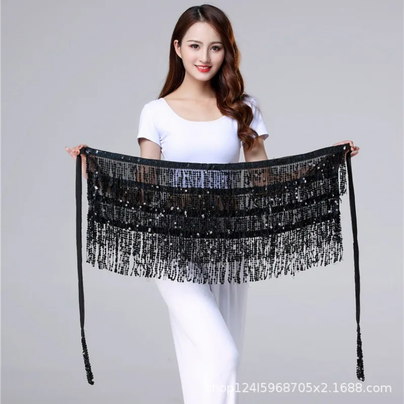 هالوين الرقص الشرقي أداء زي الترتر شرابة وشاح الورك الخصر سلسلة الرقص الهندي وشاح الخصر