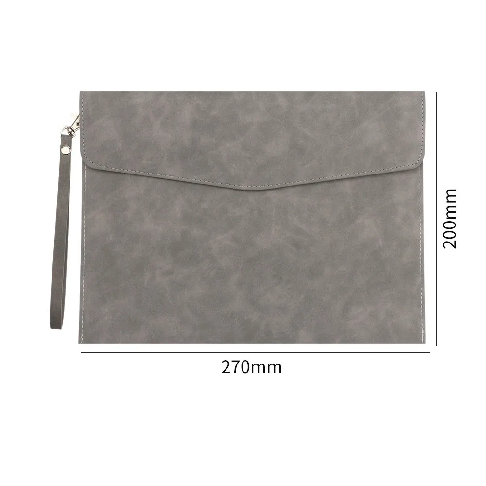 

Portable A5 Leather Document Bag Large Capacity with Handle Business Briefcase Waterproof File Folder Office Organizer