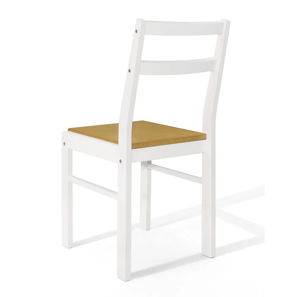 Juego de mesa de comedor minimalista de dos tonos, 5 piezas, muebles de interior de madera maciza, roble claro blanco, construcción robusta, fácil montaje