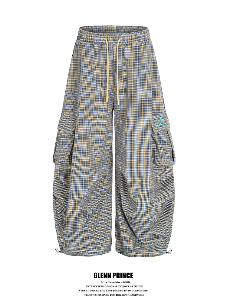 

Мужские повседневные брюки American Sle Work Pants свободного кроя с широкими штанинами, большими карманами и вышивкой в виде ножа.