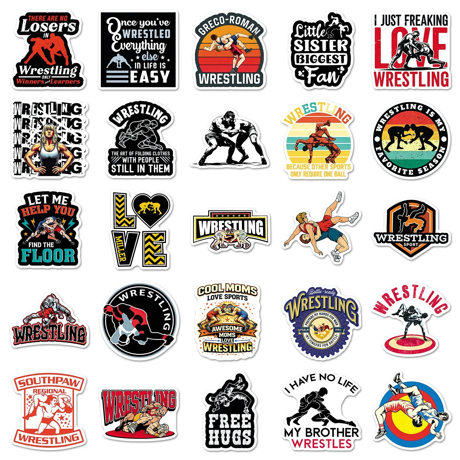 50 PCS Popular Sports Event Fighting & Wrestling Match Theme Stickers Decorate Skateboard Helmet Scrapbook Non Repeated Decals