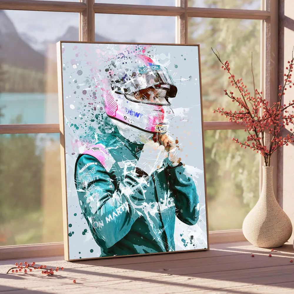 Fomula Legend Racing Driver Watercolor Painting Canvas, Abstract Poster, Wall Art, Office, Sports, Bar Decor, Ayrton Senna