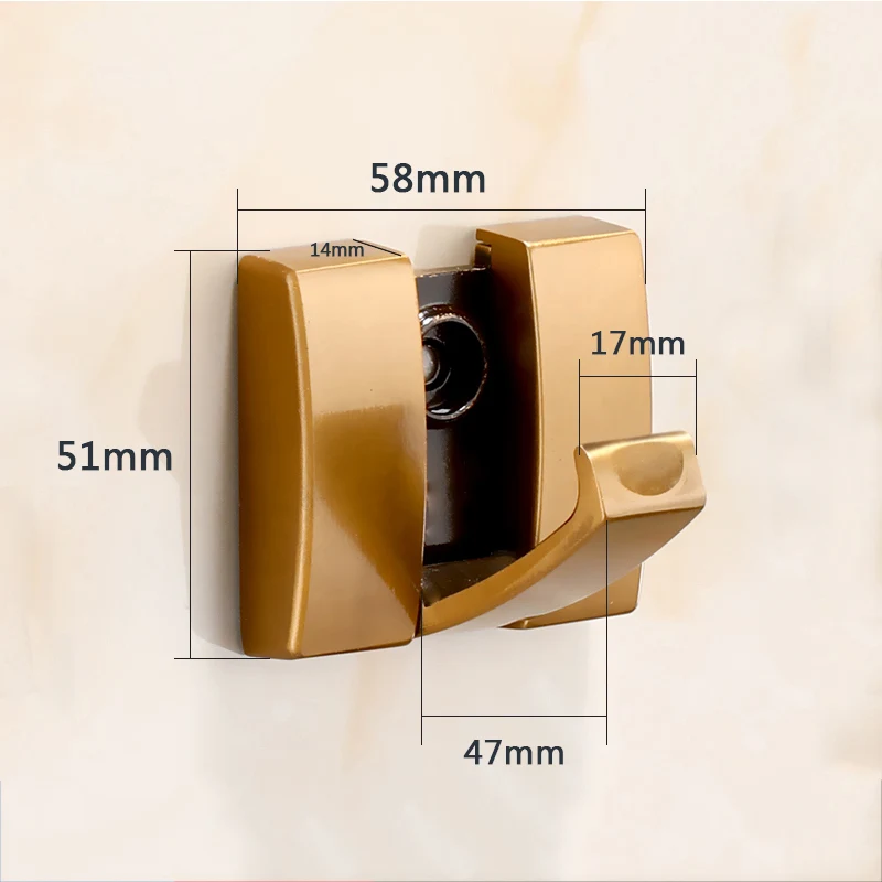 Nail Free Wall Hooks Aluminum Door Gold Hook Home Bathroom Organizer Rack Clothes Coat Hat Towel Hanger Robe Hook Galley Hooks