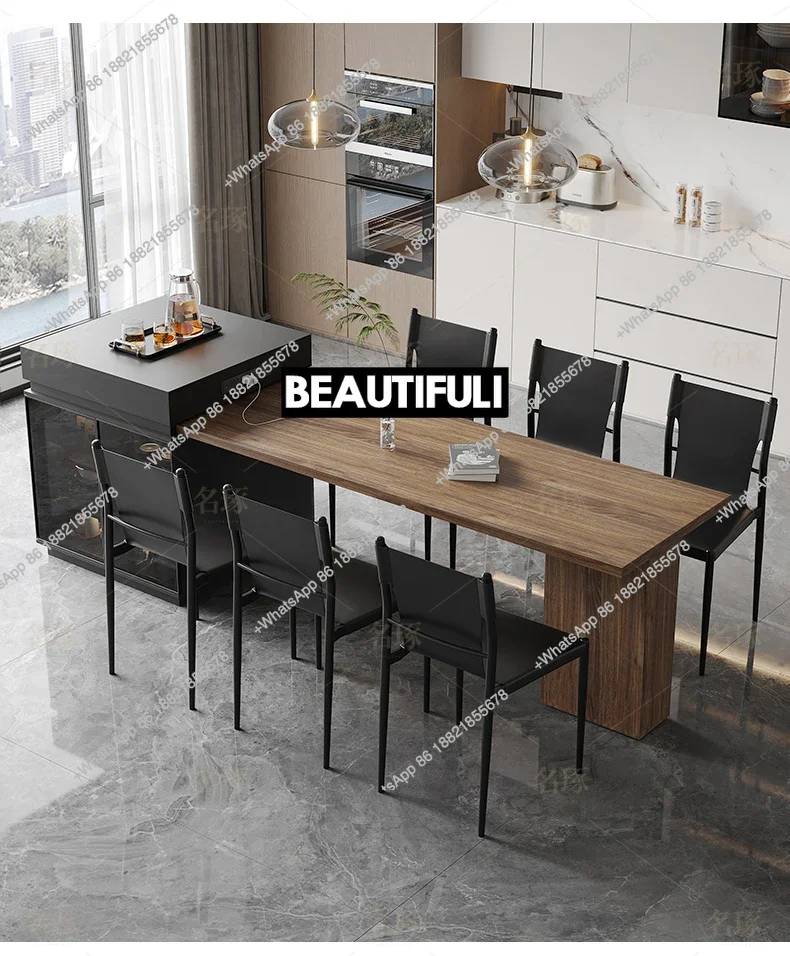 

Modern simple island dining table integrated household retractable rectangular dining table