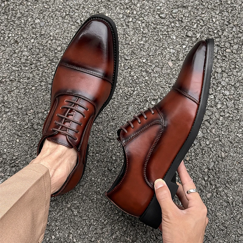 Classic Men Formal Leather Shoes Available Multiple Colors Casual Laced Business Office Shoes Wedding Party Shoes Sizes 38-46