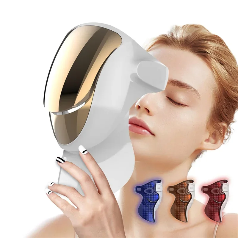 2024 New Product ABS Hard Shell 4 Colors 415/605/630/850nm Infrared Red Orange Blue Light Therapy Led Face Mask With Neck Breast